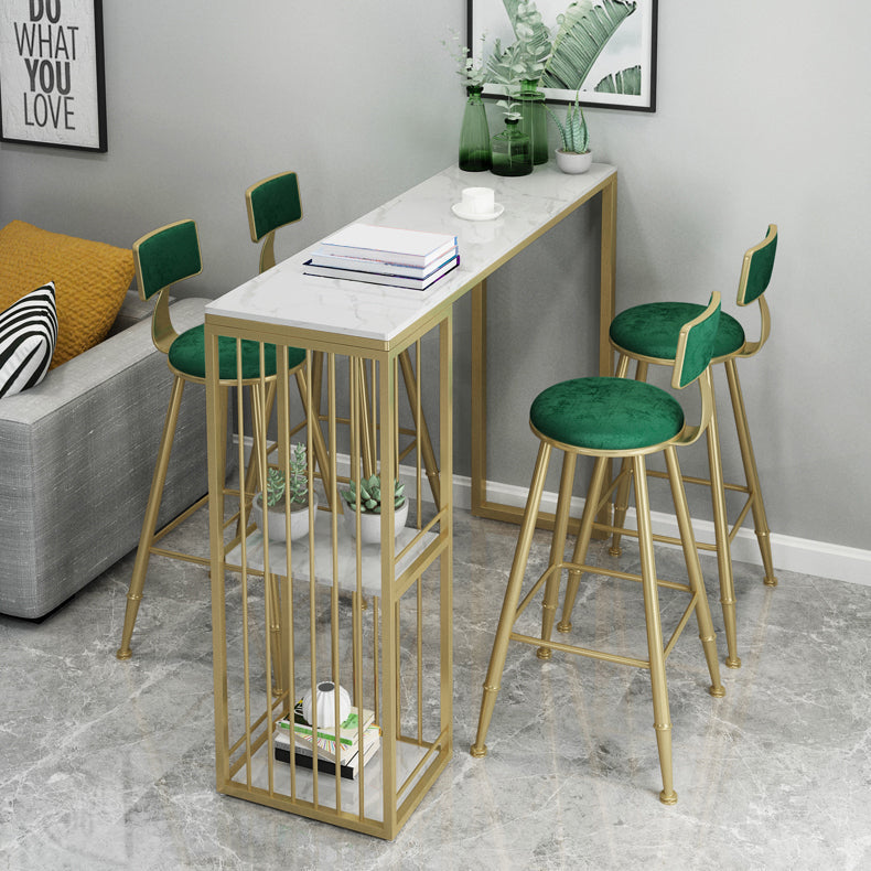 Tableau de barre en marbre artificiel Table du bistrot de style glamour de 42 pouces avec grille de rangement