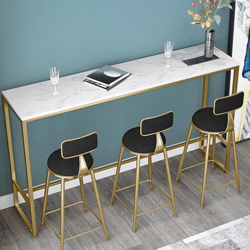 Marble Indoor Trestle Hall/Pub Table Contemporary Bistro Bar Table in White Clearhalo 'Bar Furniture' 'Bar Tables' 'bar_tables' 'furn' 'furn_bar_tables' 'Furniture' 'Kitchen & Dining Furniture' 5118237