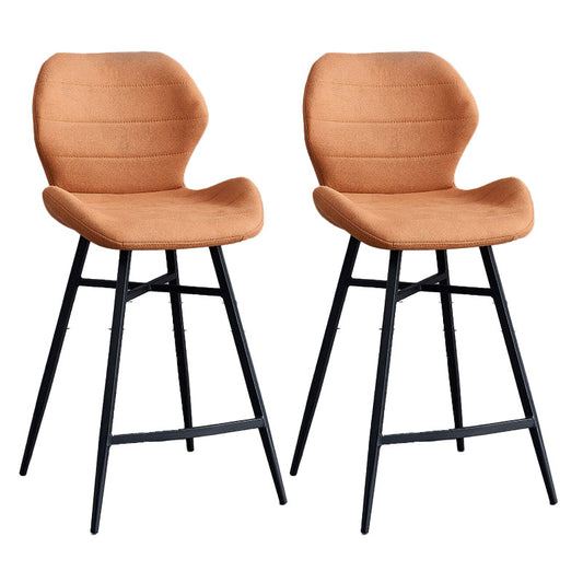 Industrial Bucket Counter Chair Footrest Low Back Metal Bar & Counter Stool Brown 2 Piece Set Counter Stool(26"H)
