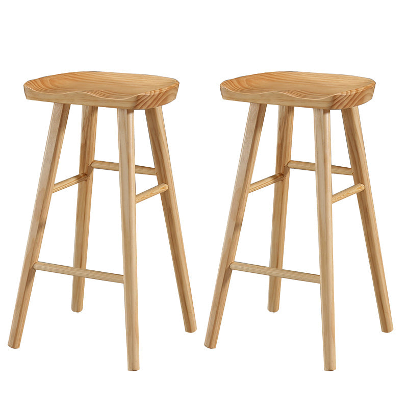 Modern Footrest Counter Chair Saddle Seat Solid Wood Bar Stool in Coffee Shop Wood 2 Piece Set Clearhalo 'Bar Furniture' 'Bar Stools' 'bar_stools' 'furn' 'furn_bar_stools' 'Furniture' 'Kitchen & Dining Furniture' 5118350
