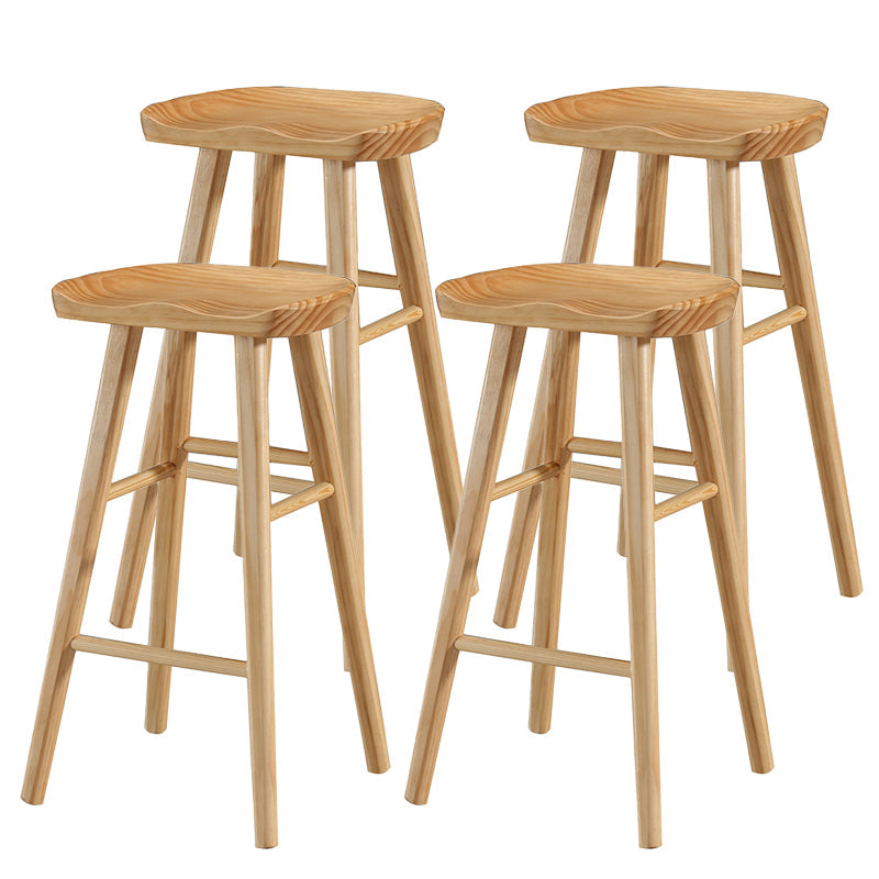 Modern Footrest Counter Chair Saddle Seat Solid Wood Bar Stool in Coffee Shop Wood 4 Piece Set Clearhalo 'Bar Furniture' 'Bar Stools' 'bar_stools' 'furn' 'furn_bar_stools' 'Furniture' 'Kitchen & Dining Furniture' 5118351