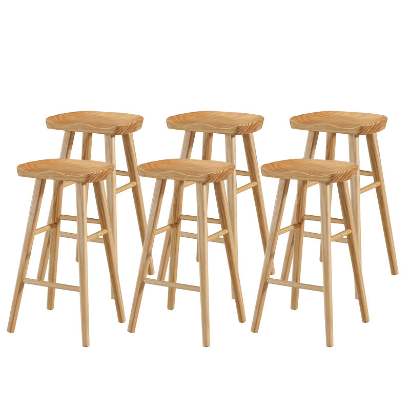 Modern Footrest Counter Chair Saddle Seat Solid Wood Bar Stool in Coffee Shop Wood 6 Piece Set Clearhalo 'Bar Furniture' 'Bar Stools' 'bar_stools' 'furn' 'furn_bar_stools' 'Furniture' 'Kitchen & Dining Furniture' 5118353