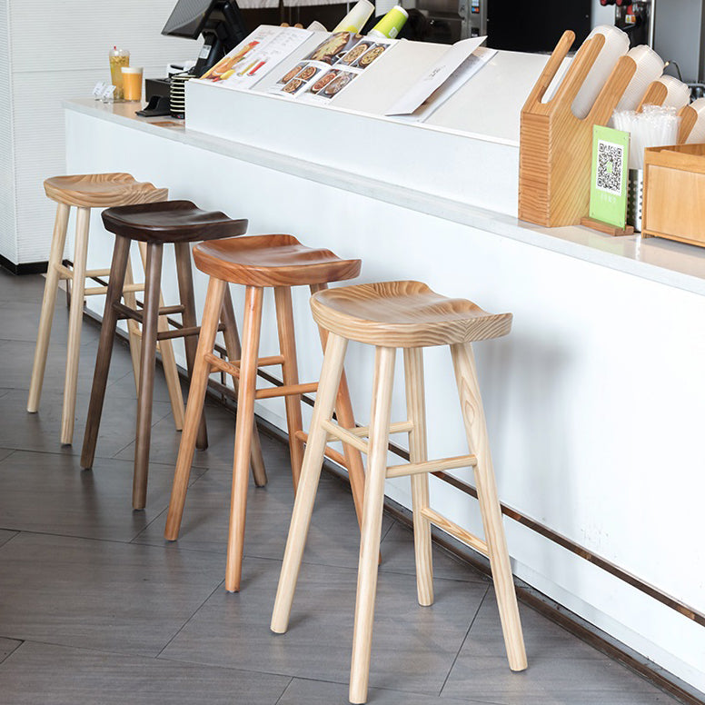 Modern Footrest Counter Chair Saddle Seat Solid Wood Bar Stool in Coffee Shop Clearhalo 'Bar Furniture' 'Bar Stools' 'bar_stools' 'furn' 'furn_bar_stools' 'Furniture' 'Kitchen & Dining Furniture' 5118354