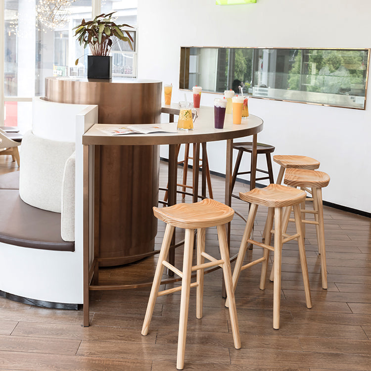 Modern Footrest Counter Chair Saddle Seat Solid Wood Bar Stool in Coffee Shop Clearhalo 'Bar Furniture' 'Bar Stools' 'bar_stools' 'furn' 'furn_bar_stools' 'Furniture' 'Kitchen & Dining Furniture' 5118355