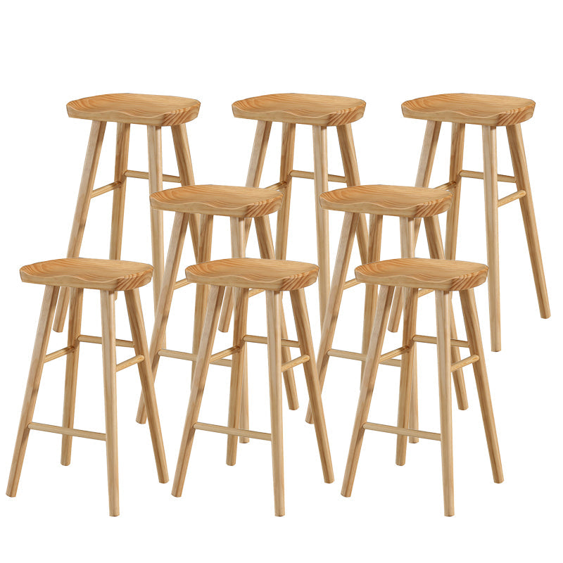 Modern Footrest Counter Chair Saddle Seat Solid Wood Bar Stool in Coffee Shop Wood 8 Piece Set Clearhalo 'Bar Furniture' 'Bar Stools' 'bar_stools' 'furn' 'furn_bar_stools' 'Furniture' 'Kitchen & Dining Furniture' 5118356