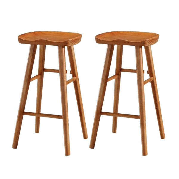 Modern Footrest Counter Chair Saddle Seat Solid Wood Bar Stool in Coffee Shop Distressed Wood 2 Piece Set Clearhalo 'Bar Furniture' 'Bar Stools' 'bar_stools' 'furn' 'furn_bar_stools' 'Furniture' 'Kitchen & Dining Furniture' 5118357