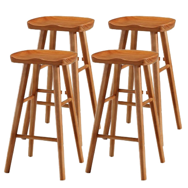 Modern Footrest Counter Chair Saddle Seat Solid Wood Bar Stool in Coffee Shop Distressed Wood 4 Piece Set Clearhalo 'Bar Furniture' 'Bar Stools' 'bar_stools' 'furn' 'furn_bar_stools' 'Furniture' 'Kitchen & Dining Furniture' 5118359