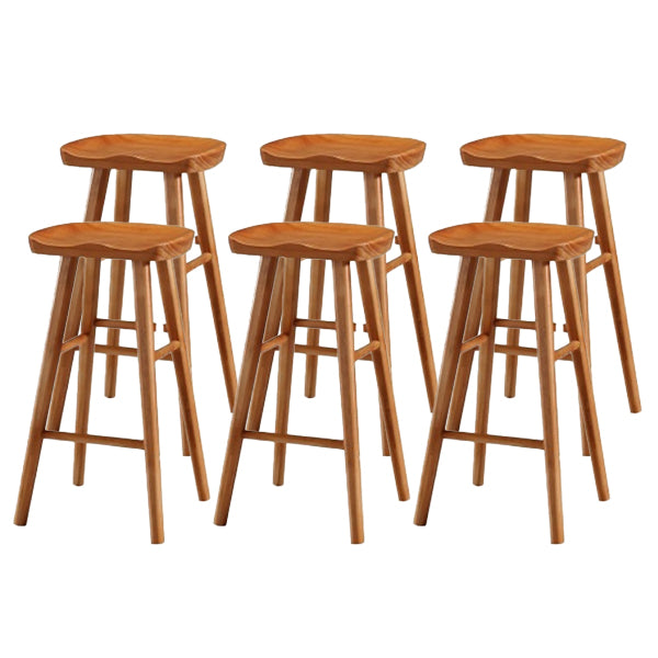 Modern Footrest Counter Chair Saddle Seat Solid Wood Bar Stool in Coffee Shop Distressed Wood 6 Piece Set Clearhalo 'Bar Furniture' 'Bar Stools' 'bar_stools' 'furn' 'furn_bar_stools' 'Furniture' 'Kitchen & Dining Furniture' 5118362