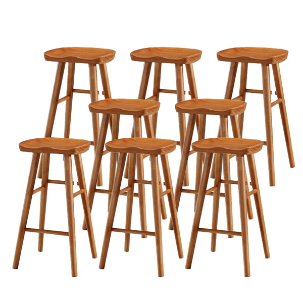 Modern Footrest Counter Chair Saddle Seat Solid Wood Bar Stool in Coffee Shop Distressed Wood 8 Piece Set Clearhalo 'Bar Furniture' 'Bar Stools' 'bar_stools' 'furn' 'furn_bar_stools' 'Furniture' 'Kitchen & Dining Furniture' 5118364