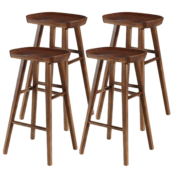 Modern Footrest Counter Chair Saddle Seat Solid Wood Bar Stool in Coffee Shop Walnut 4 Piece Set Clearhalo 'Bar Furniture' 'Bar Stools' 'bar_stools' 'furn' 'furn_bar_stools' 'Furniture' 'Kitchen & Dining Furniture' 5118367