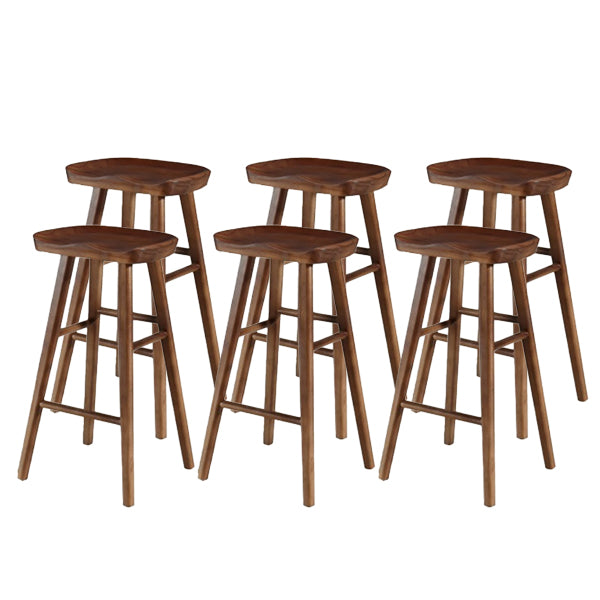 Modern Footrest Counter Chair Saddle Seat Solid Wood Bar Stool in Coffee Shop Walnut 6 Piece Set Clearhalo 'Bar Furniture' 'Bar Stools' 'bar_stools' 'furn' 'furn_bar_stools' 'Furniture' 'Kitchen & Dining Furniture' 5118369