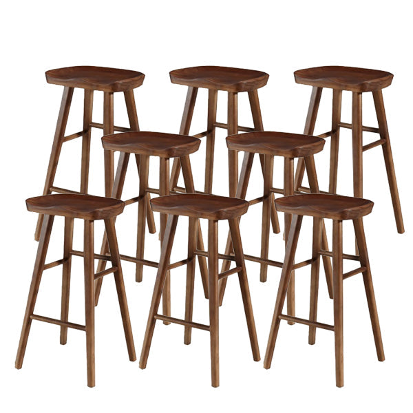 Modern Footrest Counter Chair Saddle Seat Solid Wood Bar Stool in Coffee Shop Walnut 8 Piece Set Clearhalo 'Bar Furniture' 'Bar Stools' 'bar_stools' 'furn' 'furn_bar_stools' 'Furniture' 'Kitchen & Dining Furniture' 5118371