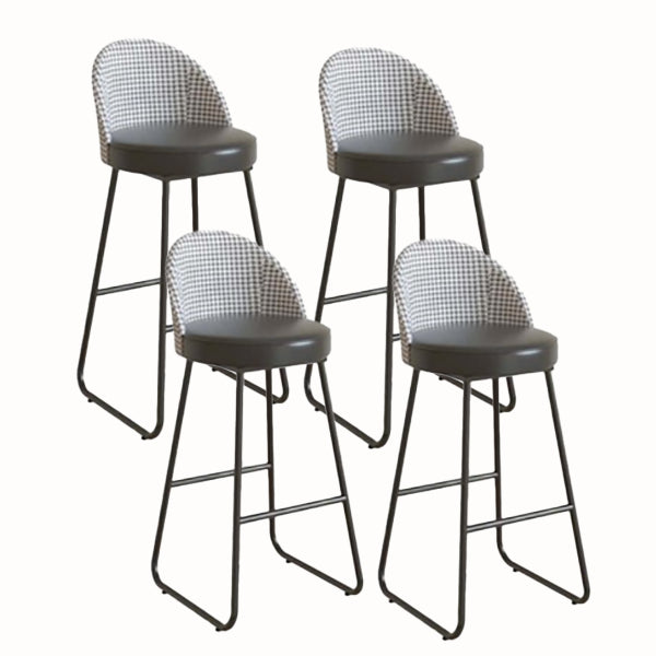 Modern Leather Footrest Counter Chair Bucket Bar Stool with Black Base