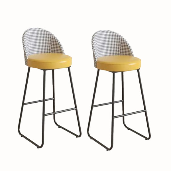 Taburete de barra de cubo de la silla de reposapiés de cuero moderno con base negra