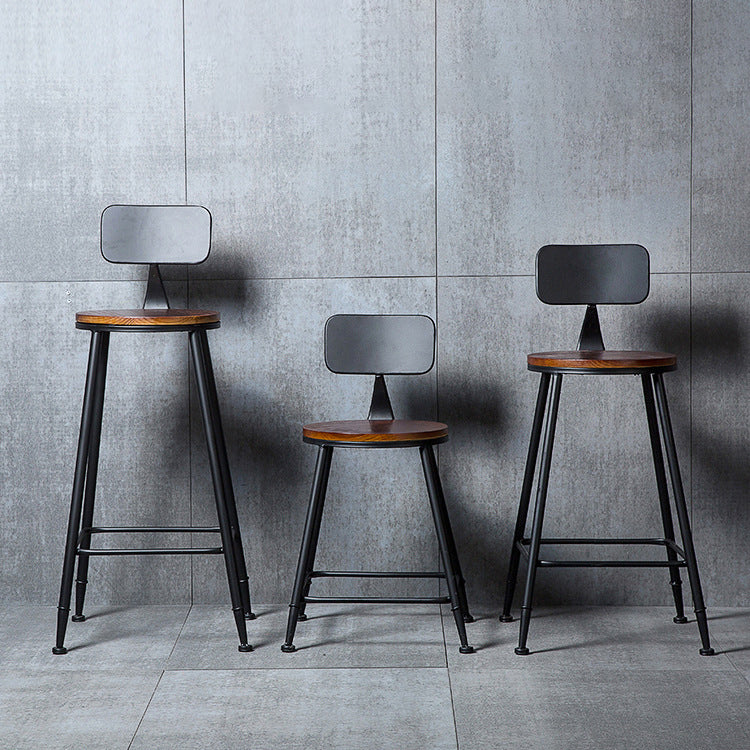 Indoor Industrial Style Wood Top Barstool Metal 4 Legs Bar Stool with Pedal Clearhalo 'Bar Furniture' 'Bar Stools' 'bar_stools' 'furn' 'furn_bar_stools' 'Furniture' 'Kitchen & Dining Furniture' 5118510