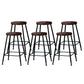 Indoor Industrial Style Wood Top Barstool Metal 4 Legs Bar Stool with Pedal Backless 6 Piece Set Counter Stool(26"H) Clearhalo 'Bar Furniture' 'Bar Stools' 'bar_stools' 'furn' 'furn_bar_stools' 'Furniture' 'Kitchen & Dining Furniture' 5118516