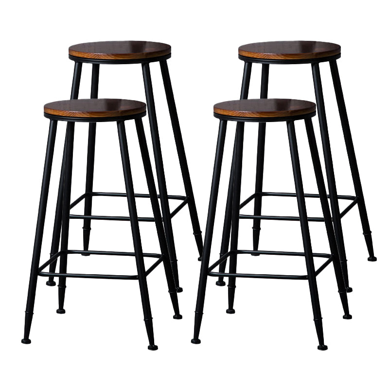 Indoor Industrial Style Wood Top Barstool Metal 4 Legs Bar Stool with Pedal Backless 4 Piece Set Bar Stool(30"H) Clearhalo 'Bar Furniture' 'Bar Stools' 'bar_stools' 'furn' 'furn_bar_stools' 'Furniture' 'Kitchen & Dining Furniture' 5118523