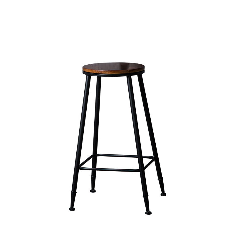 Indoor Industrial Style Wood Top Barstool Metal 4 Legs Bar Stool with Pedal Clearhalo 'Bar Furniture' 'Bar Stools' 'bar_stools' 'furn' 'furn_bar_stools' 'Furniture' 'Kitchen & Dining Furniture' 5118526