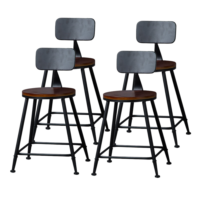 Indoor Industrial Style Wood Top Barstool Metal 4 Legs Bar Stool with Pedal With Back 4 Piece Set Short Stool(18"H) Clearhalo 'Bar Furniture' 'Bar Stools' 'bar_stools' 'furn' 'furn_bar_stools' 'Furniture' 'Kitchen & Dining Furniture' 5118530