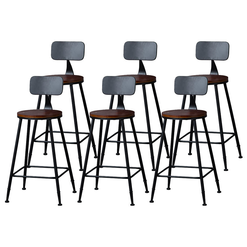 Indoor Industrial Style Wood Top Barstool Metal 4 Legs Bar Stool with Pedal With Back 6 Piece Set Counter Stool(26"H) Clearhalo 'Bar Furniture' 'Bar Stools' 'bar_stools' 'furn' 'furn_bar_stools' 'Furniture' 'Kitchen & Dining Furniture' 5118537