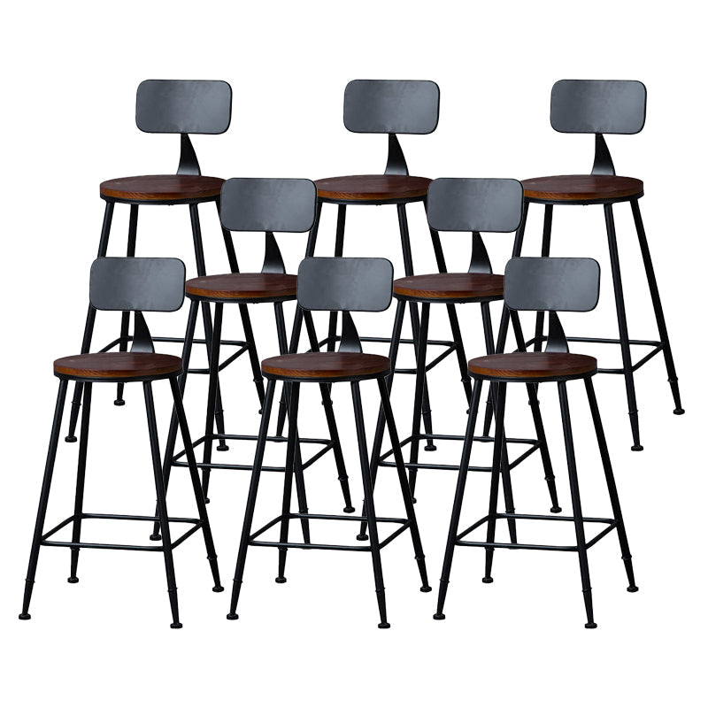 Indoor Industrial Style Wood Top Barstool Metal 4 Legs Bar Stool with Pedal With Back 8 Piece Set Counter Stool(26"H) Clearhalo 'Bar Furniture' 'Bar Stools' 'bar_stools' 'furn' 'furn_bar_stools' 'Furniture' 'Kitchen & Dining Furniture' 5118538