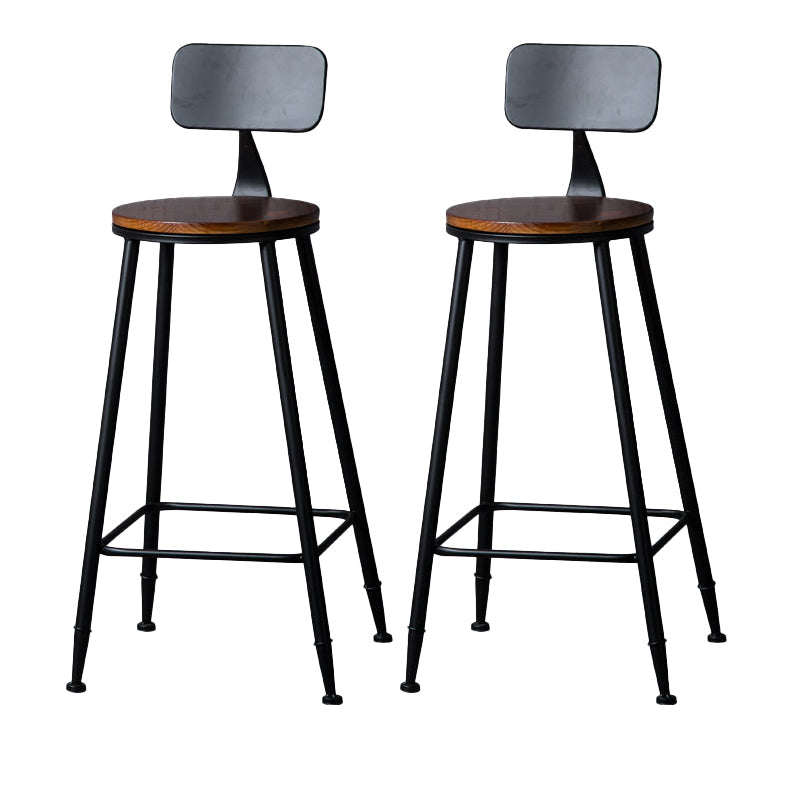 Indoor Industrial Style Wood Top Barstool Metal 4 Legs Bar Stool with Pedal With Back 2 Piece Set Bar Stool(30"H) Clearhalo 'Bar Furniture' 'Bar Stools' 'bar_stools' 'furn' 'furn_bar_stools' 'Furniture' 'Kitchen & Dining Furniture' 5118539
