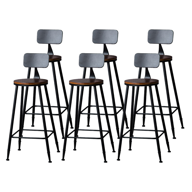 Indoor Industrial Style Wood Top Barstool Metal 4 Legs Bar Stool with Pedal With Back 6 Piece Set Bar Stool(30"H) Clearhalo 'Bar Furniture' 'Bar Stools' 'bar_stools' 'furn' 'furn_bar_stools' 'Furniture' 'Kitchen & Dining Furniture' 5118541