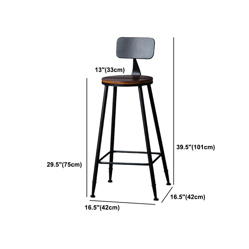 Indoor Industrial Style Wood Top Barstool Metal 4 Legs Bar Stool with Pedal Clearhalo 'Bar Furniture' 'Bar Stools' 'bar_stools' 'furn' 'furn_bar_stools' 'Furniture' 'Kitchen & Dining Furniture' 5118547