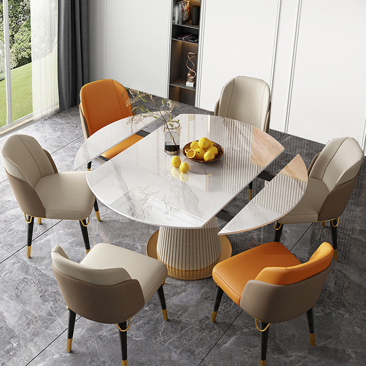 Modern Style Sintered Stone Dining Round Table Set 1/4/5/6/7 Pieces Dining Set
