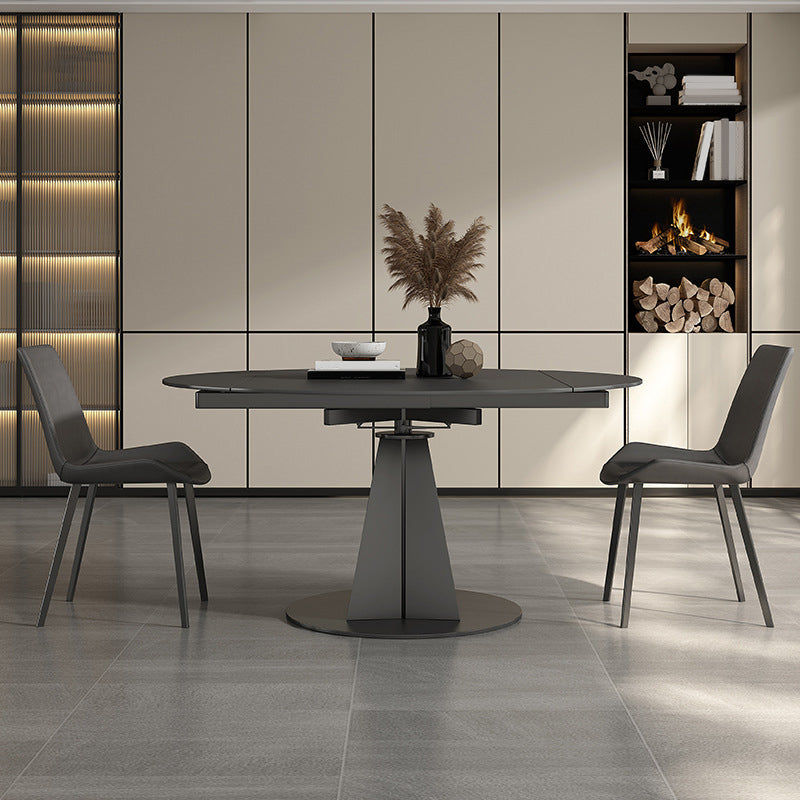 Runder Esstisch-Set aus gesintertem Stein im modernen Stil, 1/3/4/7-teiliges Esstisch-Set