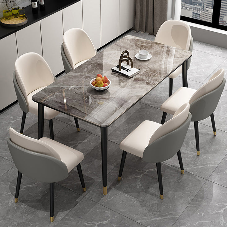 Glam Style Rectangle Sintered Stone Dining Set 1/2/5/7 Pieces Dining Set for Dining Areas
