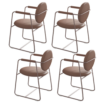 Glam Style Rectangle Sintered Stone Dining Set 1/4/5/7 Pieces Dining Set for Dining Areas 4 Brown Chairs Clearhalo 'Dining Room Sets' 'Dining Tables & Seating' 'dining_room_set' 'furn' 'furn_dining_room_set' 'Furniture' 'Kitchen & Dining Furniture' 5118761