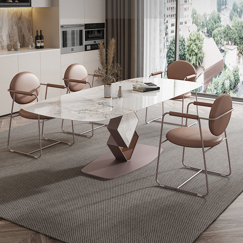 Glam Style Rectangle Sintered Stone Dining Set 1/4/5/7 Pieces Dining Set for Dining Areas 5 Pieces: Table, 4 Chairs Clearhalo 'Dining Room Sets' 'Dining Tables & Seating' 'dining_room_set' 'furn' 'furn_dining_room_set' 'Furniture' 'Kitchen & Dining Furniture' 5118763