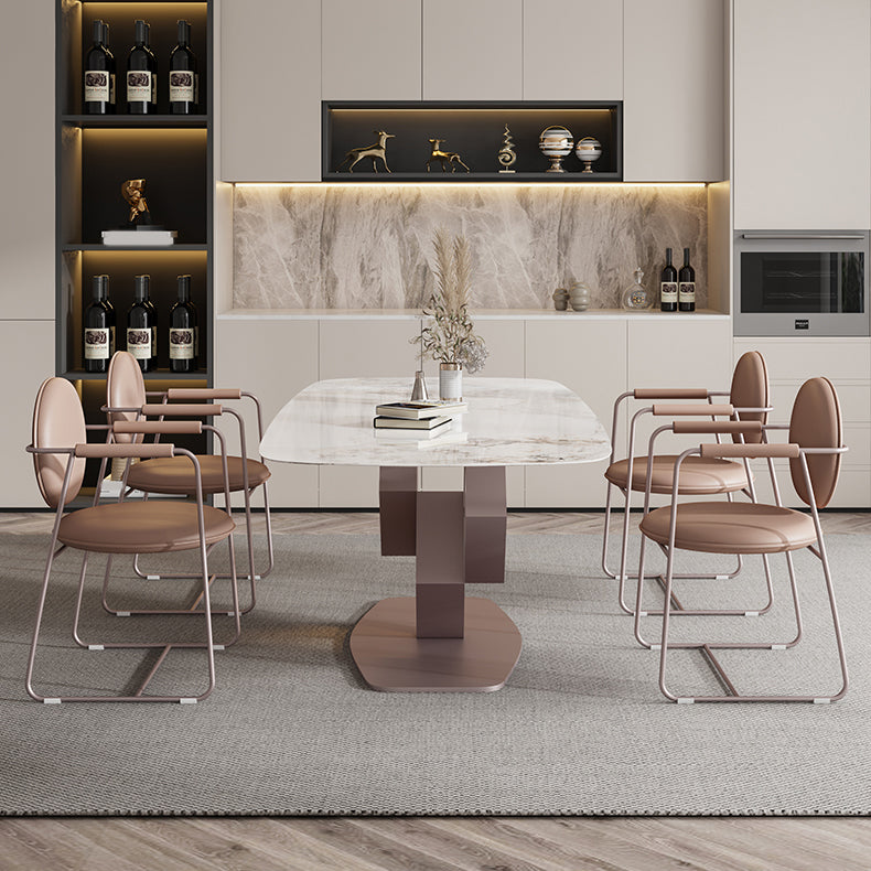 Glam Style Rectangle Sintered Stone Dining Set 1/4/5/7 Pieces Dining Set for Dining Areas Clearhalo 'Dining Room Sets' 'Dining Tables & Seating' 'dining_room_set' 'furn' 'furn_dining_room_set' 'Furniture' 'Kitchen & Dining Furniture' 5118764