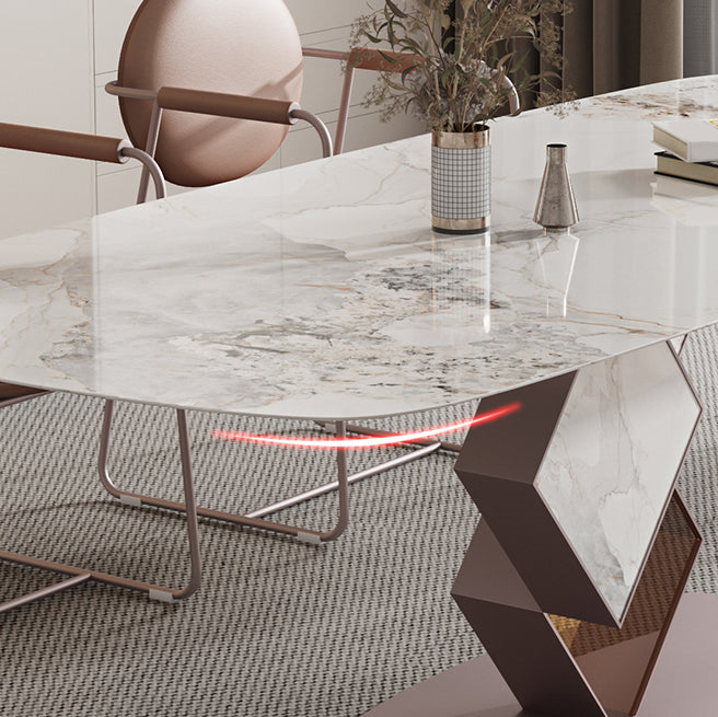 Glam Style Rectangle Sintered Stone Dining Set 1/4/5/7 Pieces Dining Set for Dining Areas Clearhalo 'Dining Room Sets' 'Dining Tables & Seating' 'dining_room_set' 'furn' 'furn_dining_room_set' 'Furniture' 'Kitchen & Dining Furniture' 5118767