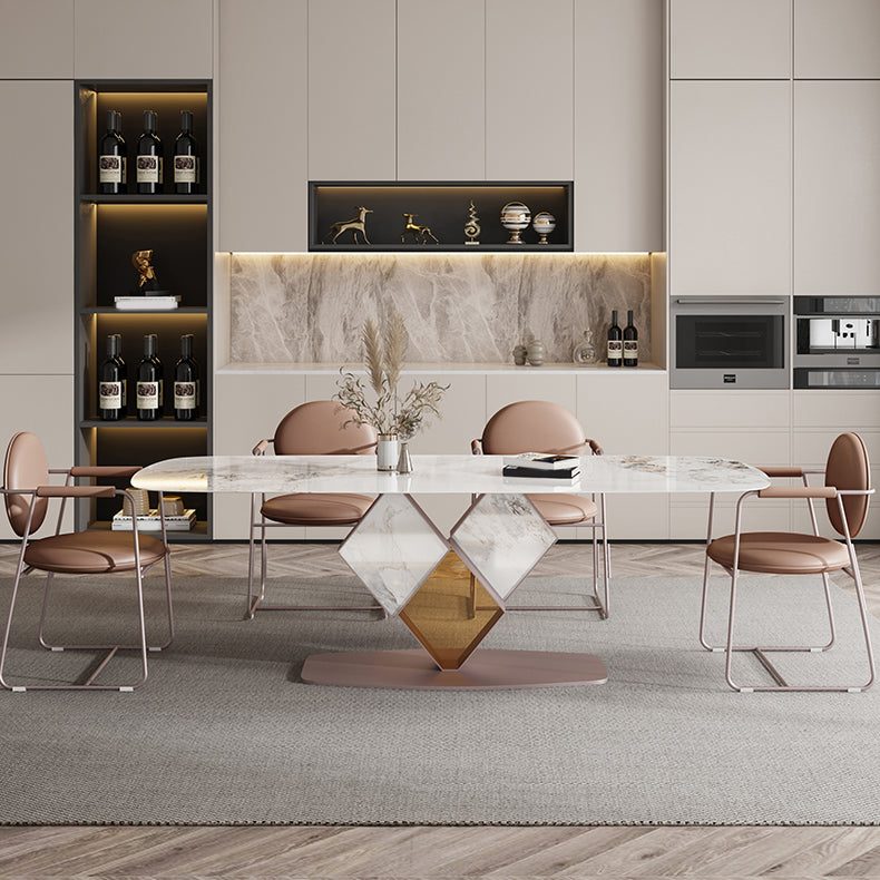 Glam Style Rectangle Sintered Stone Dining Set 1/4/5/7 Pieces Dining Set for Dining Areas Clearhalo 'Dining Room Sets' 'Dining Tables & Seating' 'dining_room_set' 'furn' 'furn_dining_room_set' 'Furniture' 'Kitchen & Dining Furniture' 5118770