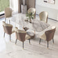 Glam Style Rectangle Sintered Stone Dining Set 1/4/5/7 Pieces Dining Set 7 Pieces: Table, 6 Chairs Clearhalo 'Dining Room Sets' 'Dining Tables & Seating' 'dining_room_set' 'furn' 'furn_dining_room_set' 'Furniture' 'Kitchen & Dining Furniture' 5118781