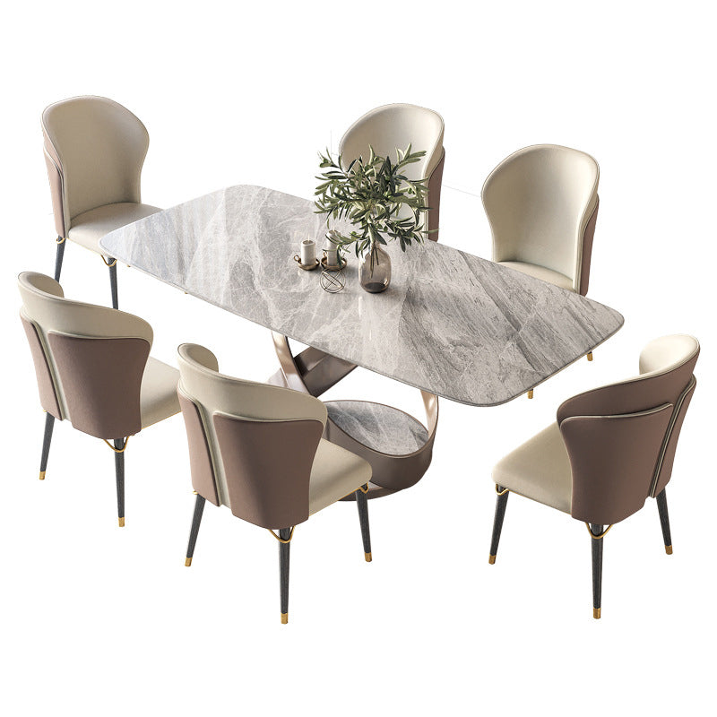 Glam Style Rectangle Sintered Stone Dining Set 1/4/5/7 Pieces Dining Set Clearhalo 'Dining Room Sets' 'Dining Tables & Seating' 'dining_room_set' 'furn' 'furn_dining_room_set' 'Furniture' 'Kitchen & Dining Furniture' 5118787