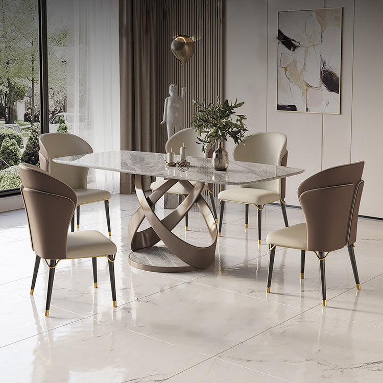 Glam Style Rectangle Sintered Stone Dining Set 1/4/5/7 Pieces Dining Set Clearhalo 'Dining Room Sets' 'Dining Tables & Seating' 'dining_room_set' 'furn' 'furn_dining_room_set' 'Furniture' 'Kitchen & Dining Furniture' 5118788