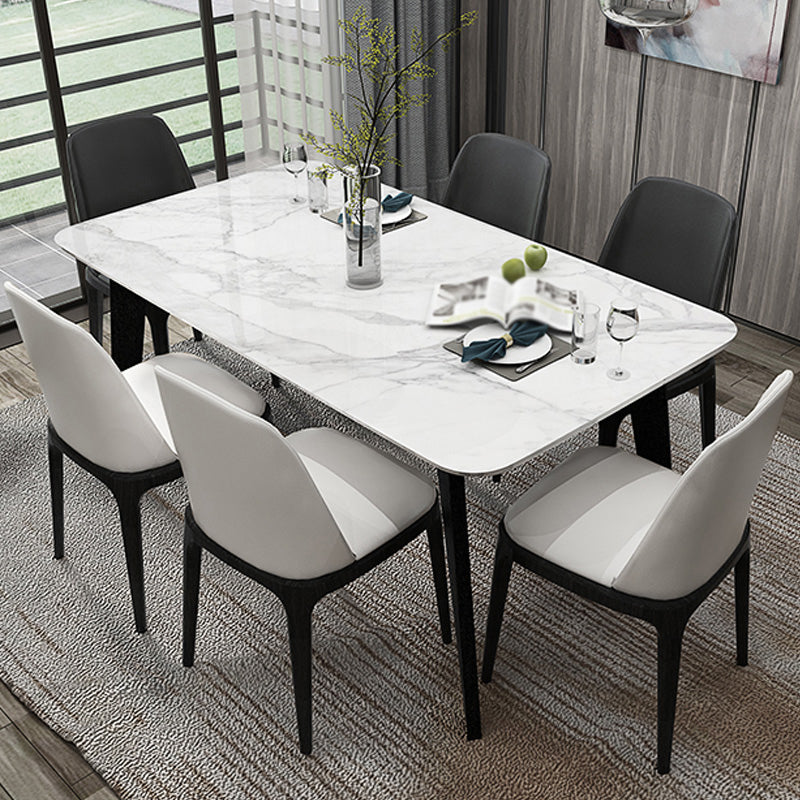 Mesa de comedor de tono blanco de mármol Simplicidad de 4 patas para comedor para comedor