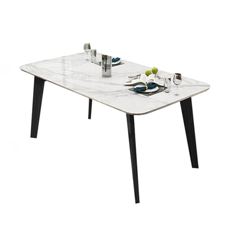 Mesa de comedor de tono blanco de mármol Simplicidad de 4 patas para comedor para comedor