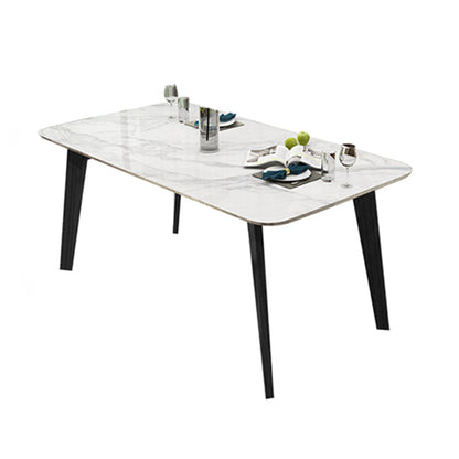 Mesa de comedor de tono blanco de mármol Simplicidad de 4 patas para comedor para comedor