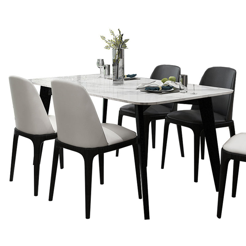 Mesa de comedor de tono blanco de mármol Simplicidad de 4 patas para comedor para comedor