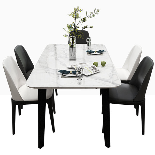 Mesa de comedor de tono blanco de mármol Simplicidad de 4 patas para comedor para comedor