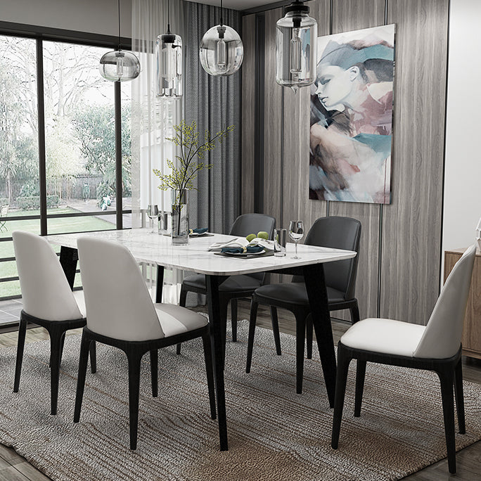 Mesa de comedor de tono blanco de mármol Simplicidad de 4 patas para comedor para comedor