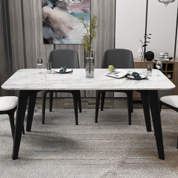 Mesa de comedor de tono blanco de mármol Simplicidad de 4 patas para comedor para comedor