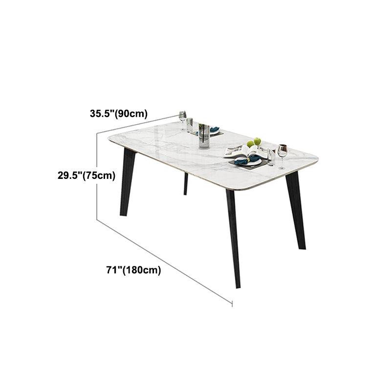 Mesa de comedor de tono blanco de mármol Simplicidad de 4 patas para comedor para comedor