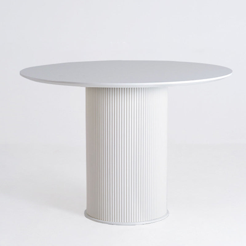 Simplicity Round Top Restaurant Table White Metal Base Dining Table Wood Without Chairs Clearhalo 'Dining Tables & Seating' 'Dining Tables' 'dining_table' 'furn' 'furn_dining_table' 'Furniture' 'Kitchen & Dining Furniture' 5118950