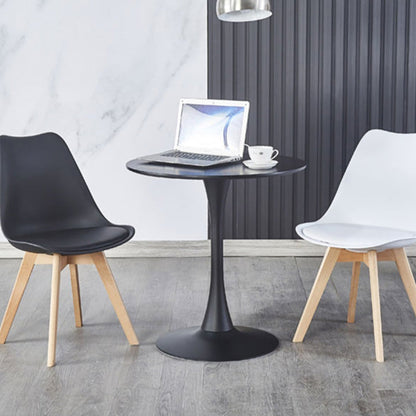 Mesa de madera moderna para mesa redonda de restaurantes con pedestal de metal