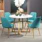 Glam Style Stone Table for Restaurant Round Table with Gold Pedestal 43.3"L x 43.3"W x 29.5"H Without Chairs Clearhalo 'Dining Tables & Seating' 'Dining Tables' 'dining_table' 'furn' 'furn_dining_table' 'Furniture' 'Kitchen & Dining Furniture' 5118978